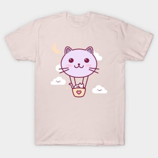 Cat Balloon Kawaii Illustration T-Shirt